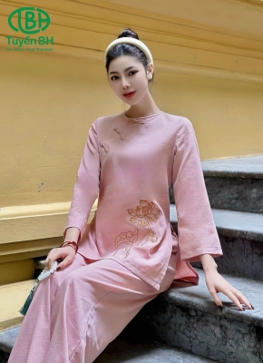 Bộ đũi thêu hoa sen Hồng