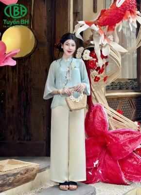 Bộ Tơ Dây Thêu Hoa Xanh