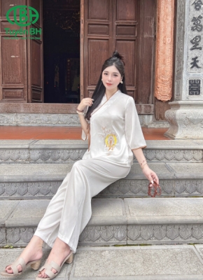 Bộ lam 2da thêu Mẹ Màu Trắng 