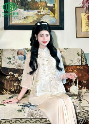 Bộ Gấm Taffa 2 Lớp Kem 