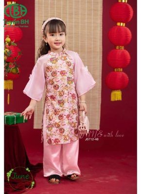 Áo dài tay bướm Hồng 