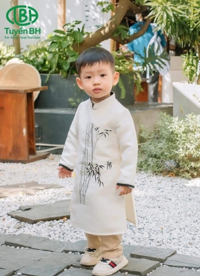 Áo dài Trắng thêu cây trúc