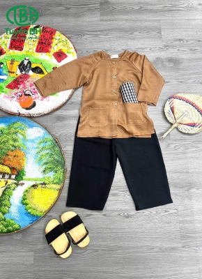 Bộ bà ba khăn rằn tay lở Nâu