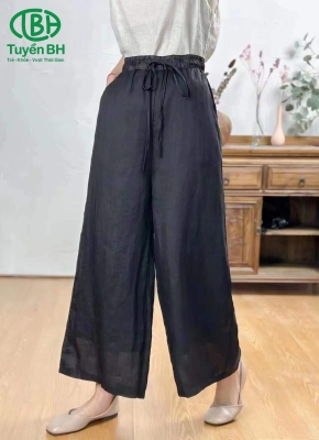 Quần linen tơ 2lớp Đen