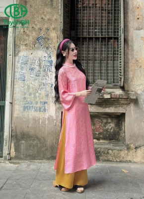 Áo dài tơ tằm có cổ Hồng 