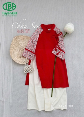 Áo dài linen Xuân Hoa Đỏ