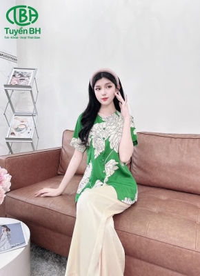 Bà ba họa tiết phối Xanh 