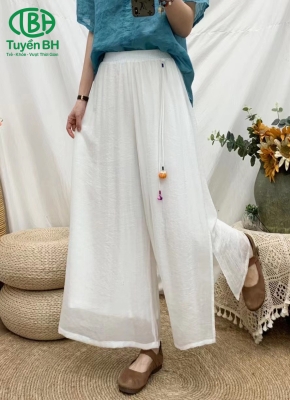 Quần linen Trắng 2 lớp