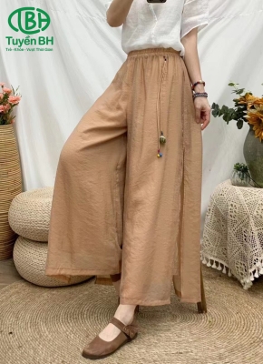 Quần linen Nâu 2 lớp