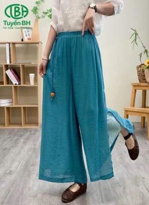 Quần linen Xanh dương 2 lớp