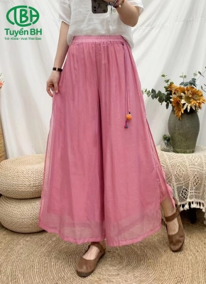 Quần linen Hồng 2 lớp
