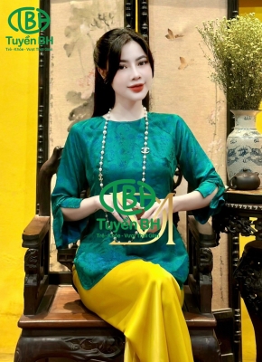 Bộ tơ tằm trúc mai màu Xanh