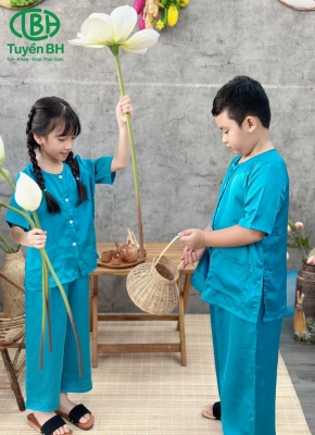 Bà ba lụa trơn màu Xanh dương