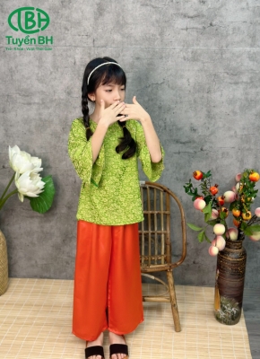 Bộ 6 cúc bé gái màu Xanh