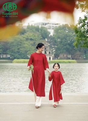 Áo dài tiểu vy cho mẹ màu Đỏ