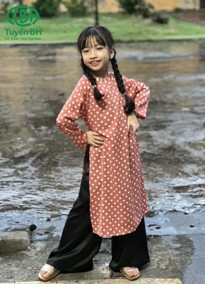 Áo dài chấm bi màu Hồng 