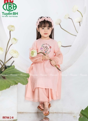 Áo dài Hồng thêu cô gái