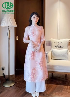 Áo dài hoa đào Hồng 
