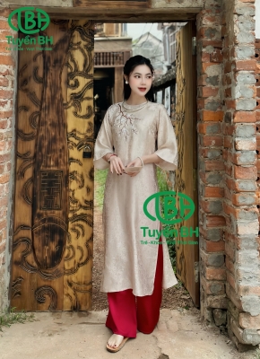 Áo dài tầm khuê Trắng kem 