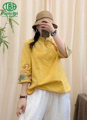 Áo Vàng linen Quảng Châu cao cấp