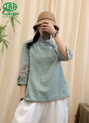 Áo Xanh linen Quảng Châu cao cấp