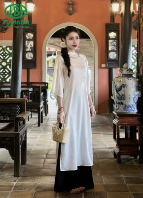 Áo dài Trắng chuồn chuồn 