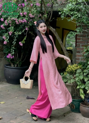 Áo dài tằm Hồng 