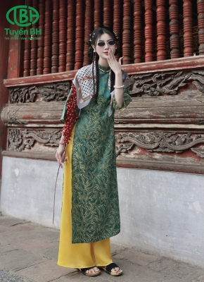 Áo dài Xanh họa tiết mới
