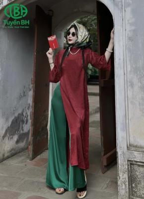 Áo dài Đỏ họa tiết mới