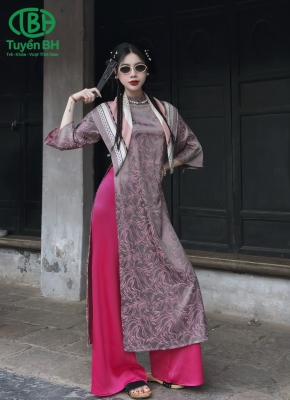 Áo dài Xám họa tiết mới