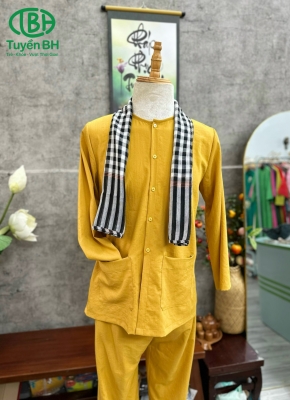 Bộ bà ba Nam linen đũi Vàng