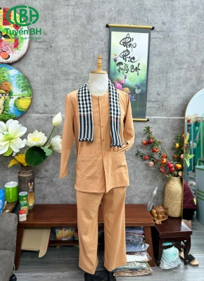 Bộ bà ba Nam linen đũi Nâu