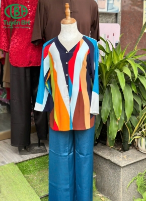 Bộ bà ba lập thể Xanh