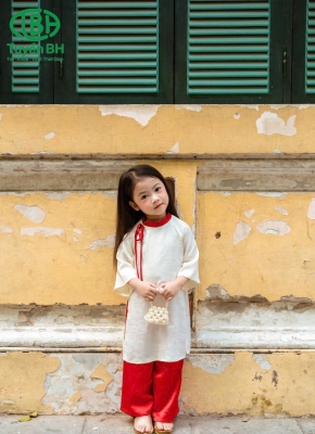 Áo dài Phụng Đình Trắng kem