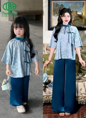 Bộ lam Mẹ Và Bé Hồ Điệp xanh dương