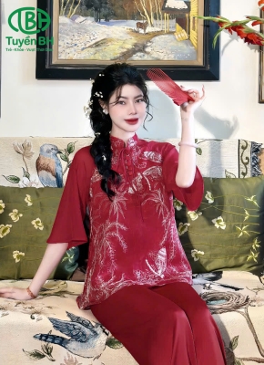 Bộ von thêu 2 lớp màu đỏ