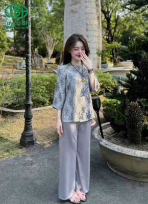 Bộ chữ thọ 5 khuy màu xám
