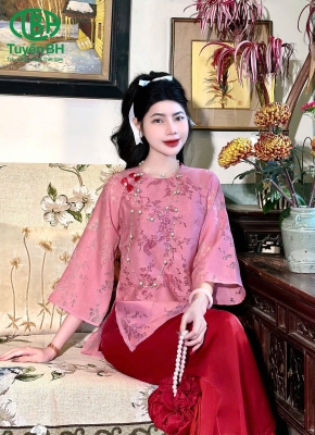 Bộ von tơ nơ vai màu hồng