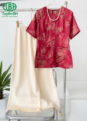 Áo bà ba tay ngắn mẫu mới ĐỎ ĐÔ