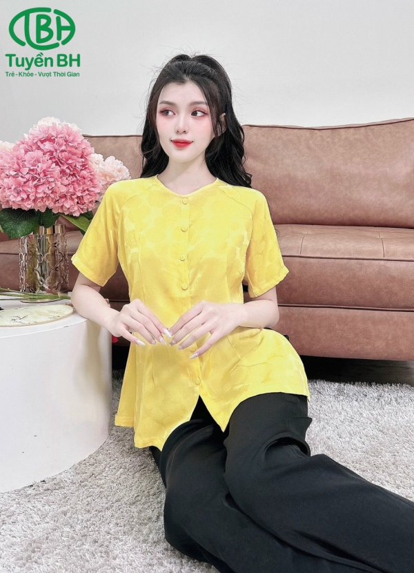 Áo Bà Ba Tay Ngắn - Màu Vàng Đen 