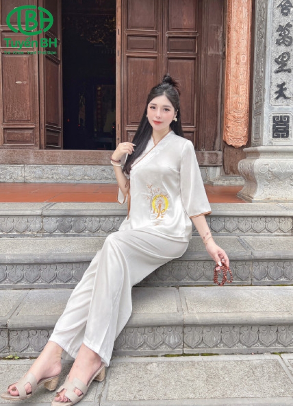 Bộ lam 2da thêu Mẹ Màu Trắng 