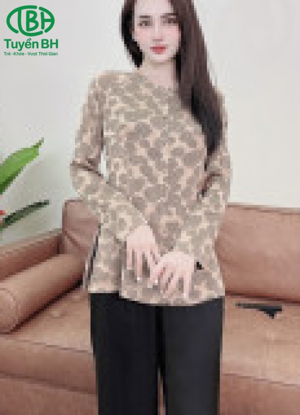 Đồ Bà Ba Gấm Lụa Hoa Văn - Nâu Xám 