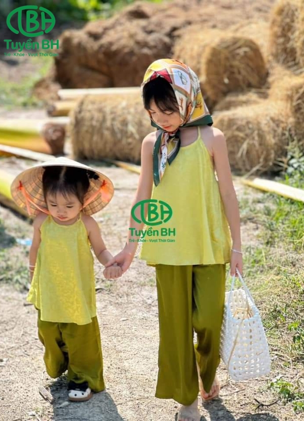 Bà ba cổ yếm màu Xanh Bơ