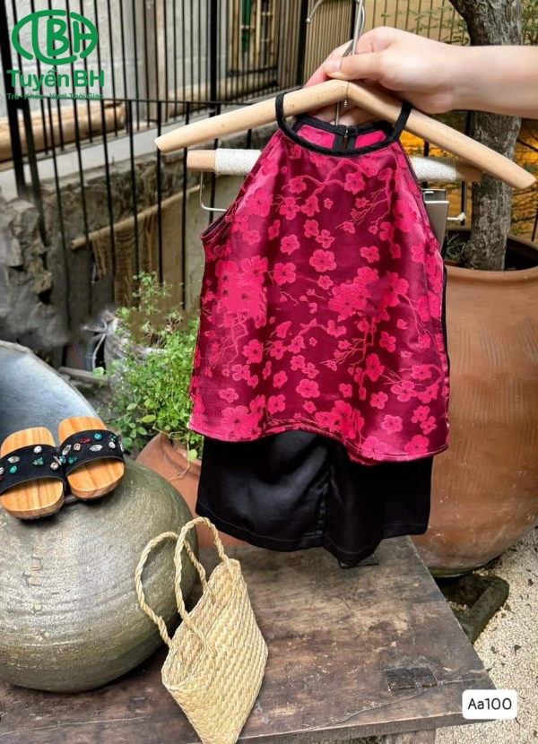 Bộ yếm đào bé gái Xanh dương 