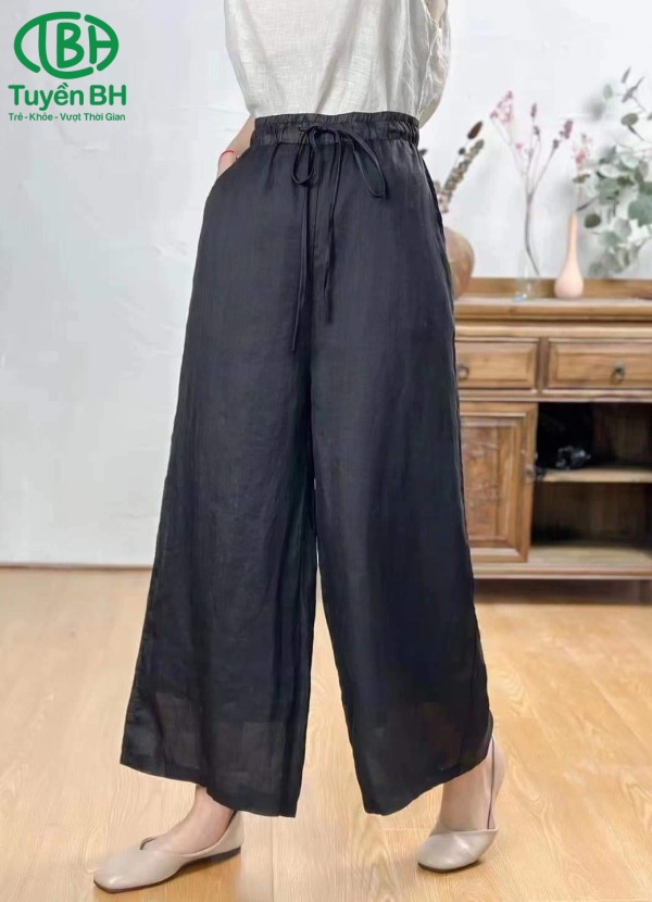 Quần linen tơ 2lớp Hồng 