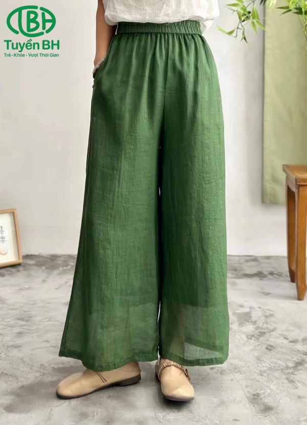 Quần linen tơ 2lớp Hồng 