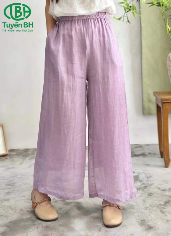 Quần linen tơ 2lớp Đen