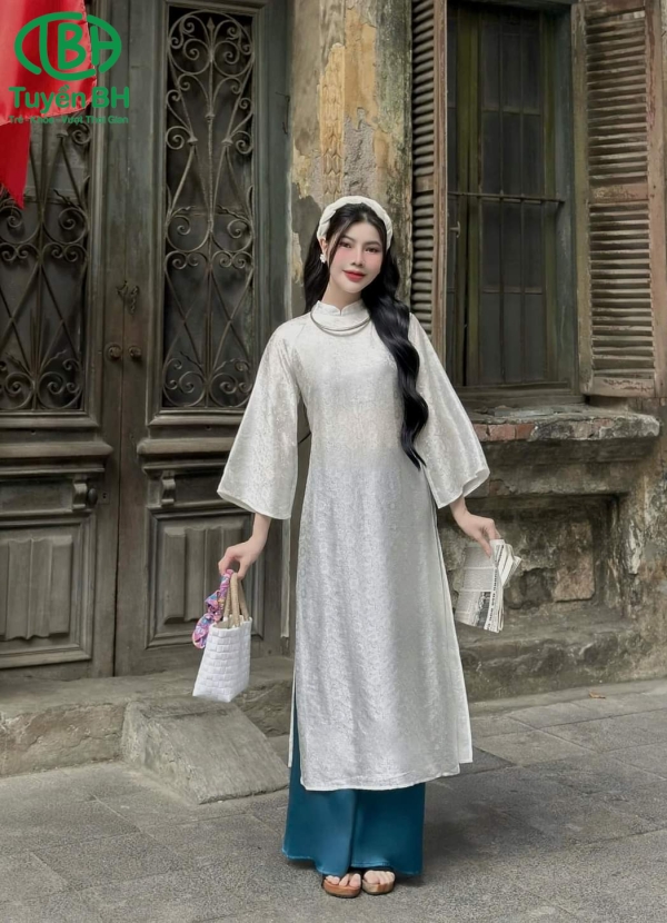 Áo dài tơ tằm có cổ Hồng 