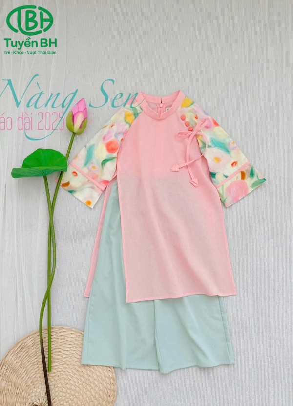 Áo dài linen Xuân Hoa Đỏ