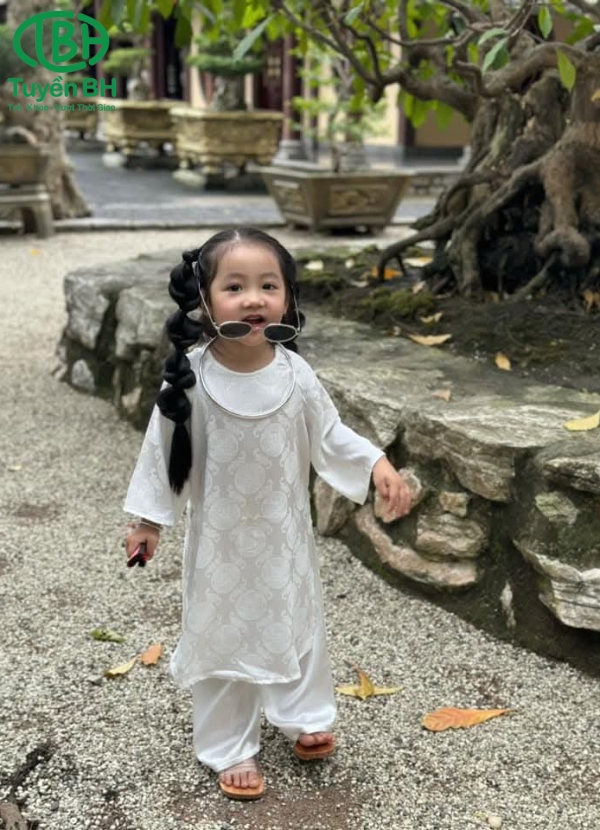 Áo dài Nam Sơn cho Bé Gái Hồng